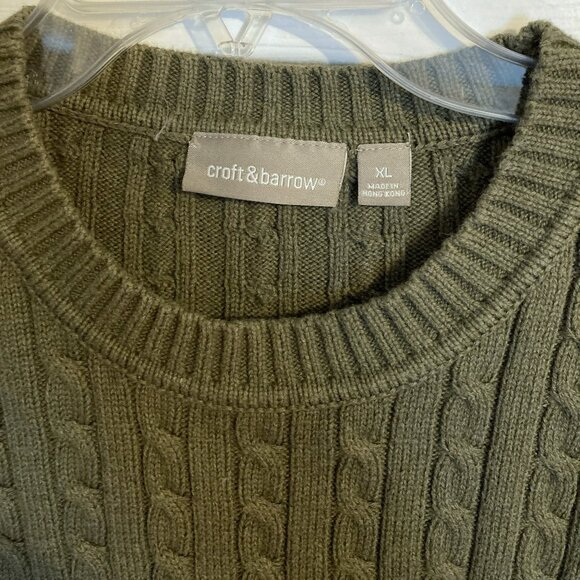 Women's XL Croft & Barrow Olive Cable-knit Sweater - Picture 3 of 4